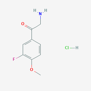 molecular formula C9H11ClFNO2 B6322114 2-Amino-1-(3-fluoro-4-methoxyphenyl)ethan-1-one hydrochloride CAS No. 140627-42-5