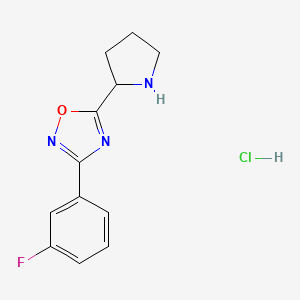 molecular formula C12H13ClFN3O B6322694 3-(3-Fluorophenyl)-5-(pyrrolidin-2-yl)-1,2,4-oxadiazole hydrochloride CAS No. 871127-26-3