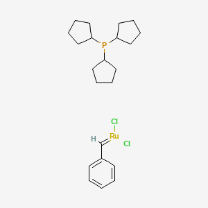 molecular formula C22H33Cl2PRu B6324687 Bis(tricyclopentylphosphine)benzylidine ruthenium(IV) dichloride CAS No. 172228-29-4