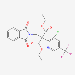 molecular formula C22H18ClF3N2O6 B6324942 Diethyl 2-[3-chloro-5-(trifluoromethyl)-2-pyridyl]-2-[(1,3-dioxo-2,3-dihydro-1H-2-isoindolyl)methyl]malonate CAS No. 1307316-10-4