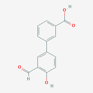 molecular formula C14H10O4 B6326533 3'-Formyl-4'-hydroxy[1,1'-biphenyl]-3-carboxylic acid CAS No. 893737-85-4