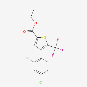 molecular formula C14H9Cl2F3O2S B6327298 Ethyl 4-(2,4-dichlorophenyl)-5-(trifluoromethyl)thiophene-2-carboxylate CAS No. 1099009-18-3