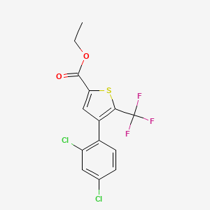 4-(2',4'-Dichlorophenyl)-5-(trifluoromethyl)thiophen-2-carboxylic acid ethyl ester;  98%