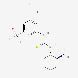 molecular formula C15H17F6N3S B6327360 N-[(1S,2S)-2-Aminocyclohexyl]-N'-[3,5-bis(trifluoromethyl)phenyl]thiourea, 98%, (99% ee) CAS No. 1027476-96-5