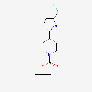 molecular formula C14H21ClN2O2S B6327670 Tert-butyl 4-[4-(chloromethyl)-1,3-thiazol-2-yl]piperidine-1-carboxylate CAS No. 650579-82-1