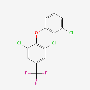 molecular formula C13H6Cl3F3O B6327679 1,3-Dichloro-2-(3-chlorophenoxy)-5-(trifluoromethyl)benzene CAS No. 55407-25-5