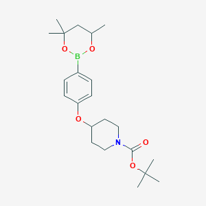 molecular formula C22H34BNO5 B6327954 tert-Butyl 4-[4-(4,4,6-trimethyl-1,3,2-dioxaborinan-2-yl)phenoxy]piperidine-1-carboxylate CAS No. 2096994-60-2