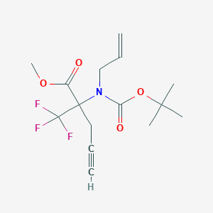 molecular formula C15H20F3NO4 B6327978 Methyl 2-[allyl(tert-butoxycarbonyl)amino]-2-(trifluoromethyl)pent-4-ynoate CAS No. 1262415-85-9