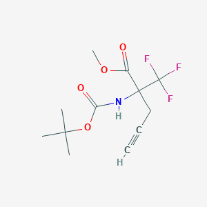 molecular formula C12H16F3NO4 B6327999 Methyl 2-[(tert-butoxycarbonyl)amino]-2-(trifluoromethyl)pent-4-ynoate CAS No. 929616-33-1