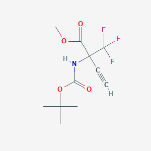 molecular formula C11H14F3NO4 B6328184 Methyl 2-[(tert-butoxycarbonyl)amino]-2-(trifluoromethyl)but-3-ynoate CAS No. 1035805-03-8