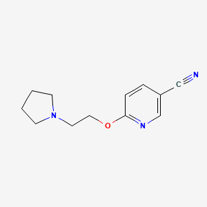 molecular formula C12H15N3O B6329041 6-(2-(Pyrrolidin-1-yl)ethoxy)nicotinonitrile CAS No. 1249741-18-1