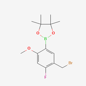 molecular formula C14H19BBrFO3 B6330455 5-Bromomethyl-4-fluoro-2-methoxyphenylboronic acid, pinacol ester CAS No. 2096338-03-1