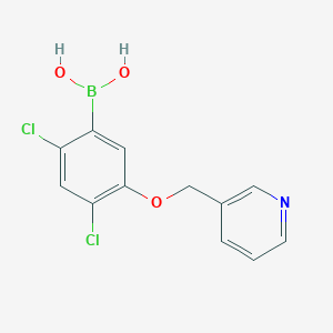 molecular formula C12H10BCl2NO3 B6330902 2,4-Dichloro-5-(pyridin-3-ylmethoxy)phenylboronic acid;  96% CAS No. 2096337-24-3