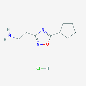 2-(5-Cyclopentyl-1,2,4-oxadiazol-3-yl)ethanamine hydrochloride;  95%