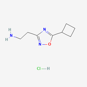molecular formula C8H14ClN3O B6330959 2-(5-Cyclobutyl-1,2,4-oxadiazol-3-yl)ethanamine hydrochloride;  95% CAS No. 1332528-90-1