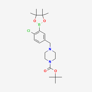 5-(4-BOC-piperazinomethyl)-2-chlorophenylboronic acid, pinacol ester;  95%