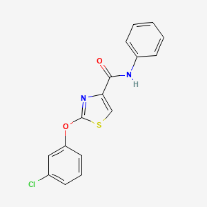 molecular formula C16H11ClN2O2S B6330994 2-(3-Chloro-phenoxy)-thiazole-4-carboxylic acid phenylamide CAS No. 162276-41-7