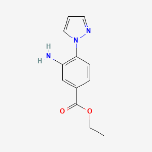 molecular formula C12H13N3O2 B6331445 Ethyl 3-amino-4-(1H-pyrazol-1-yl)benzoate CAS No. 1291529-39-9