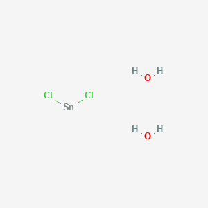 molecular formula SnCl2. 2H2O<br>Cl2H4O2Sn B6331548 Tin(II) chloride hydrate, 99.995% (metals basis) CAS No. 1370709-86-6