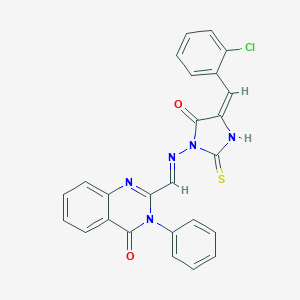 4(3H)-Quinazolinone, 2-(((4-((2-chlorophenyl)methylene)-5-oxo-2-thioxo-1-imidazolidinyl)imino)methyl)-3-phenyl-