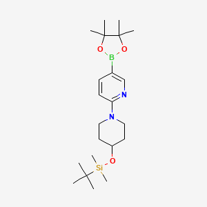 molecular formula C22H39BN2O3Si B6333312 6-(4-((tert-Butyldimethylsilyl)oxy)piperidin-1-yl)pyridine-3-boronic acid pinacol ester CAS No. 1020658-62-1