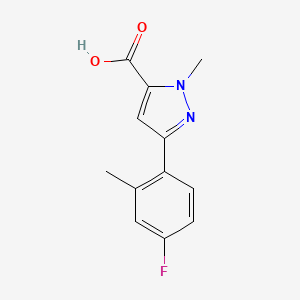 molecular formula C12H11FN2O2 B6333396 3-(4-fluoro-2-methylphenyl)-1-methyl-1H-pyrazole-5-carboxylic acid CAS No. 1354408-41-5
