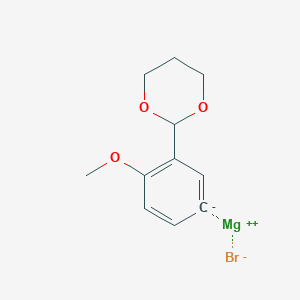molecular formula C11H13BrMgO3 B6333872 3-(1,3-Dioxan-2-yl)-4-methoxyphenylmagnesium bromide 0.25 M in Tetrahydrofuran CAS No. 937268-91-2
