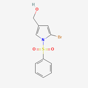molecular formula C11H10BrNO3S B6335056 (1-Benzenesulfonyl-5-bromo-1H-pyrrol-3-yl)-methanol, 95% CAS No. 881673-81-0