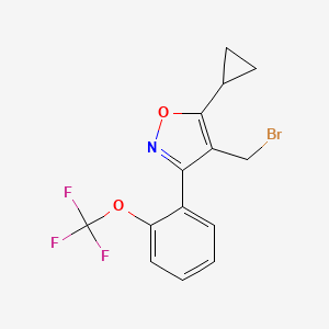 molecular formula C14H11BrF3NO2 B6335115 4-(Bromomethyl)-5-cyclopropyl-3-[2-(trifluoromethoxy)phenyl]isoxazole CAS No. 946427-86-7