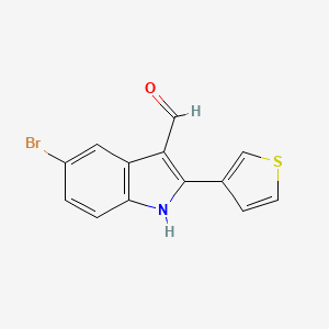 B6335601 5-Bromo-2-(thiophen-3-yl)-1H-indole-3-carbaldehyde CAS No. 1323192-66-0