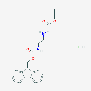 molecular formula C23H29ClN2O4 B063362 tert-Butyl 2-((2-((((9H-fluoren-9-yl)methoxy)carbonyl)amino)ethyl)amino)acetate hydrochloride CAS No. 169396-88-7