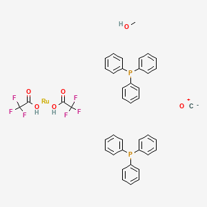 molecular formula C42H36F6O6P2Ru B6336317 carbon monoxide;methanol;ruthenium;2,2,2-trifluoroacetic acid;triphenylphosphane CAS No. 38596-61-1