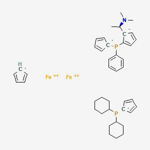 molecular formula C42H53Fe2NP2 B6336362 cyclopenta-1,3-diene;(1R)-1-[2-[cyclopenta-2,4-dien-1-yl(phenyl)phosphanyl]cyclopenta-2,4-dien-1-yl]-N,N-dimethylethanamine;dicyclohexyl(cyclopenta-2,4-dien-1-yl)phosphane;iron(2+) CAS No. 1036373-39-3