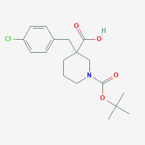 molecular formula C18H24ClNO4 B063365 1-[(Tert-butyl)oxycarbonyl]-3-(4-chlorobenzyl)piperidine-3-carboxylic acid CAS No. 174606-16-7