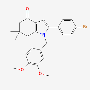 1-((3,4-Dimethoxyphenyl)methyl)-2-(4-bromophenyl)-6,6-dimethyl-5,6,7-trihydroindol-4-one