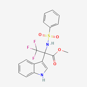 molecular formula C18H15F3N2O4S B6337239 methyl 3,3,3-trifluoro-2-(1H-indol-3-yl)-2-[(phenylsulfonyl)amino]propanoate CAS No. 107651-37-6