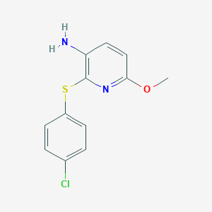 molecular formula C12H11ClN2OS B063375 2-[(4-Chlorophenyl)thio]-6-methoxypyridin-3-amine CAS No. 175135-95-2