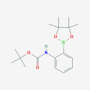 molecular formula C17H26BNO4 B063382 tert-Butyl (2-(4,4,5,5-tetramethyl-1,3,2-dioxaborolan-2-yl)phenyl)carbamate CAS No. 159624-15-4