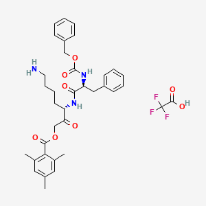 molecular formula C36H42F3N3O8 B6338745 (S)-7-Amino-3-((S)-2-(((benzyloxy)carbonyl)amino)-3-phenylpropanamido)-2-oxoheptyl 2,4,6-trimethylbenzoate 2,2,2-trifluoroacetate CAS No. 133577-38-5