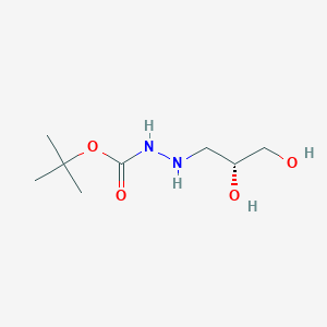 molecular formula C8H18N2O4 B063412 tert-butyl N-[[(2R)-2,3-dihydroxypropyl]amino]carbamate CAS No. 186966-48-3
