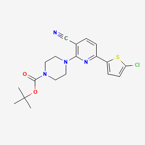 molecular formula C19H21ClN4O2S B6341484 tert-Butyl 4-[6-(5-chlorothiophen-2-yl)-3-cyanopyridin-2-yl]piperazine-1-carboxylate CAS No. 1198278-11-3