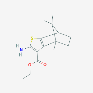 molecular formula C15H21NO2S B6341779 ethyl 4-amino-7,10,10-trimethyl-3-thiatricyclo[5.2.1.0,]deca-2(6),4-diene-5-carboxylate CAS No. 190718-16-2