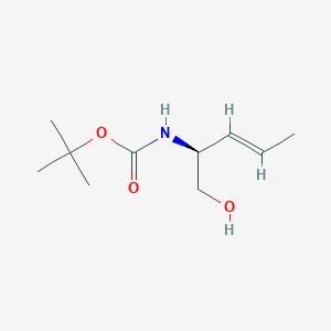 molecular formula C10H19NO3 B063422 Carbamic acid, [1-(hydroxymethyl)-2-butenyl]-, 1,1-dimethylethyl ester, [S-(E)]- CAS No. 161977-65-7