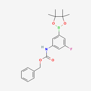 molecular formula C20H23BFNO4 B6342699 Benzyl N-[3-fluoro-5-(tetramethyl-1,3,2-dioxaborolan-2-yl)phenyl]carbamate CAS No. 2096997-12-3