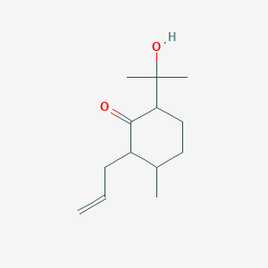 molecular formula C13H22O2 B063428 6-(2-Hydroxypropan-2-yl)-3-methyl-2-prop-2-enylcyclohexan-1-one CAS No. 165327-20-8