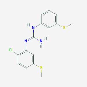 molecular formula C15H16ClN3S2 B063435 N-(2-Chloro-5-methylsulfanyl-phenyl)-N''-(3-methylsulfanyl-phenyl)-guanidine CAS No. 160754-78-9