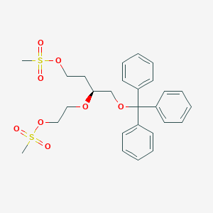 molecular formula C27H32O8S2 B063446 (3S)-3-{2-[(Methanesulfonyl)oxy]ethoxy}-4-(triphenylmethoxy)butyl methanesulfonate CAS No. 170277-77-7
