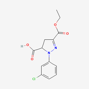 molecular formula C13H13ClN2O4 B6345266 1-(3-Chlorophenyl)-3-(ethoxycarbonyl)-4,5-dihydro-1H-pyrazole-5-carboxylic acid CAS No. 1264040-36-9