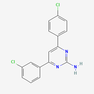 molecular formula C16H11Cl2N3 B6346994 4-(3-Chlorophenyl)-6-(4-chlorophenyl)pyrimidin-2-amine CAS No. 929285-73-4