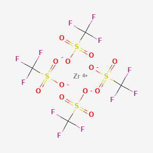 molecular formula C4F12O12S4Zr B6347397 Zirconium(IV) trifluoromethanesulphonate CAS No. 27532-13-4